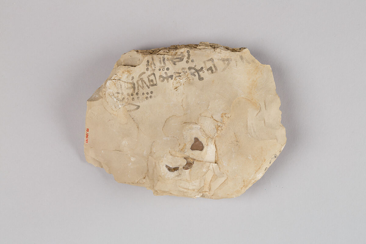 Ostracon inscribed with identity marks, Limestone, ink, paint 