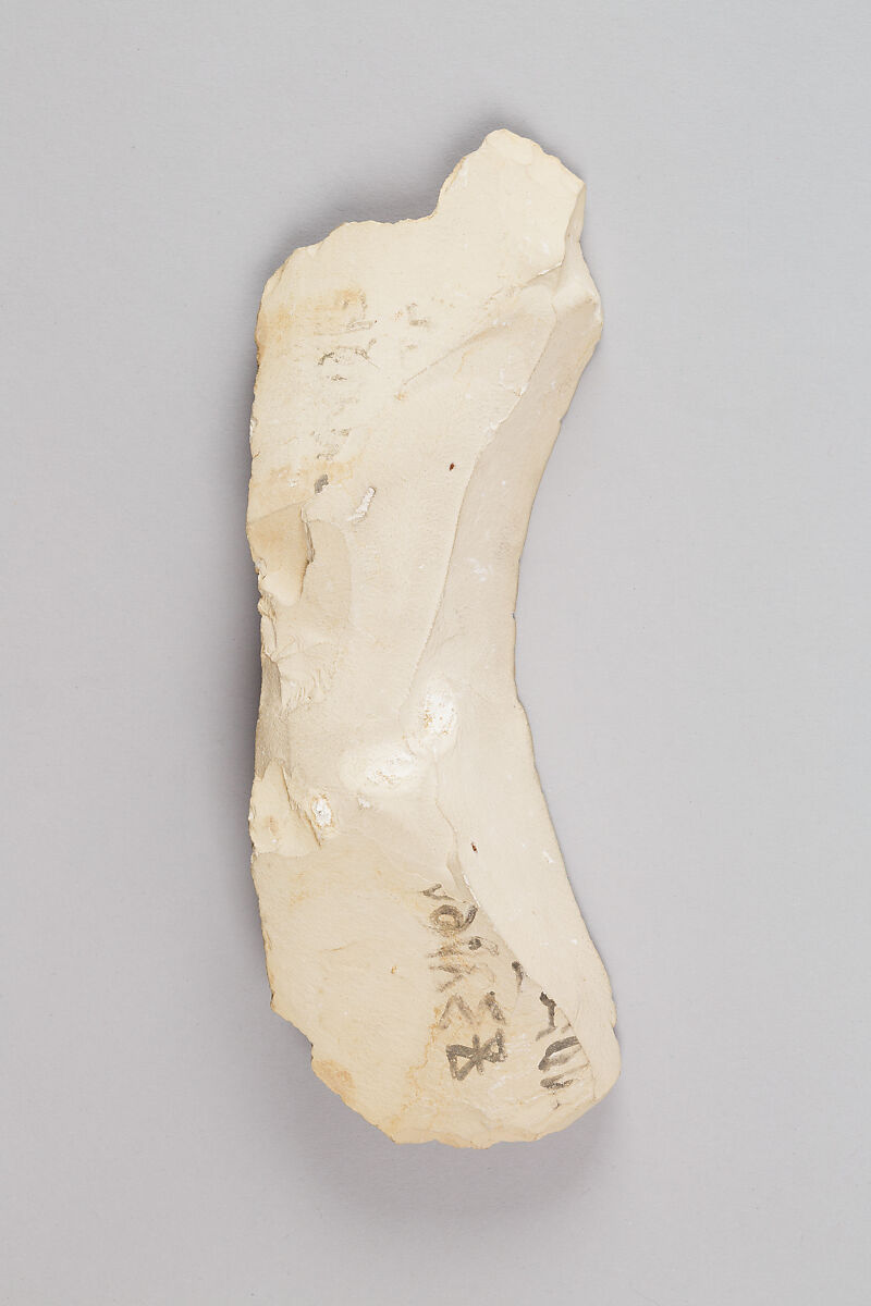 Ostracon inscribed with identity marks, Limestone, ink, paint