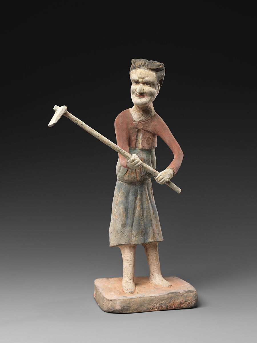 Woman with a hoe, Earthenware with pigment, China 