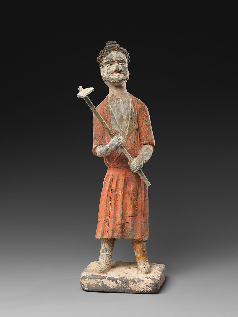 Man with a hoe, Earthenware with pigment, China 