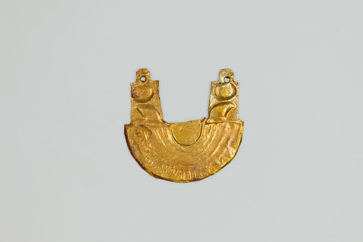 Falcon-headed collar amulet, Gold sheet 