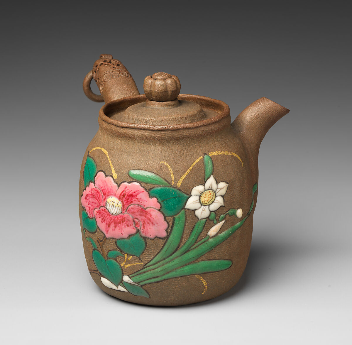 Teapot, Pottery ornamented with enamels (Banko ware), Japan 