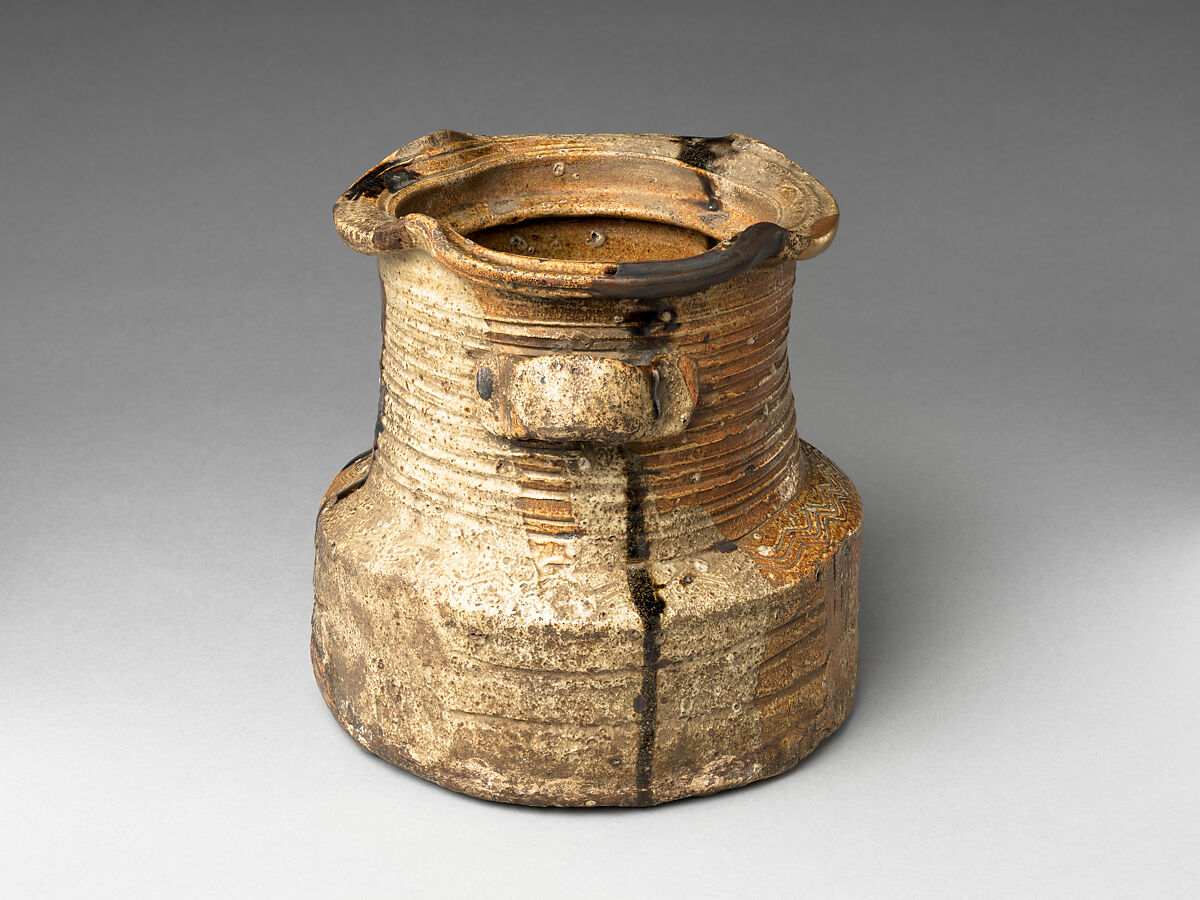Freshwater Jar (Mizusashi), Stoneware with natural ash, feldspar, and iron glazes (Mino ware, Iga type), Japan