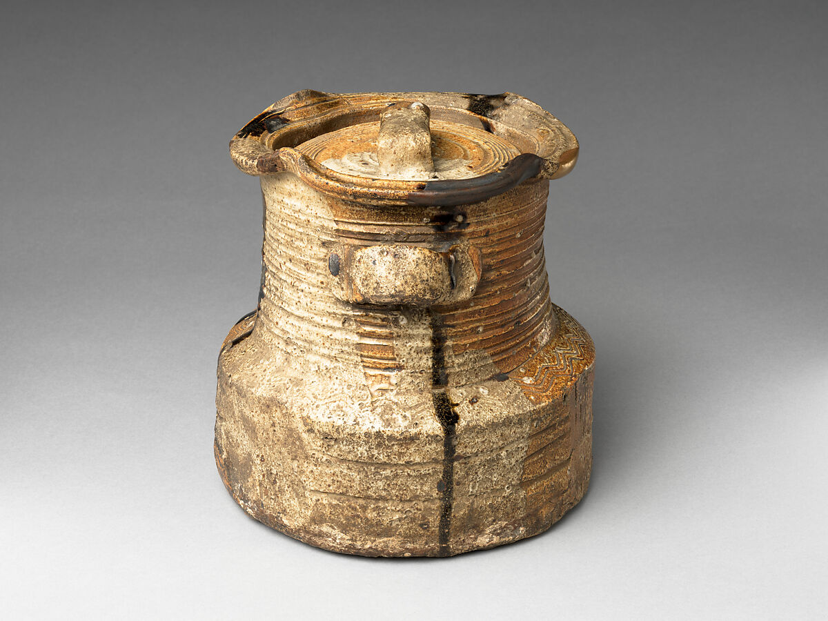 Freshwater Jar (Mizusashi), Stoneware with natural ash, feldspar, and iron glazes (Mino ware, Iga type), Japan