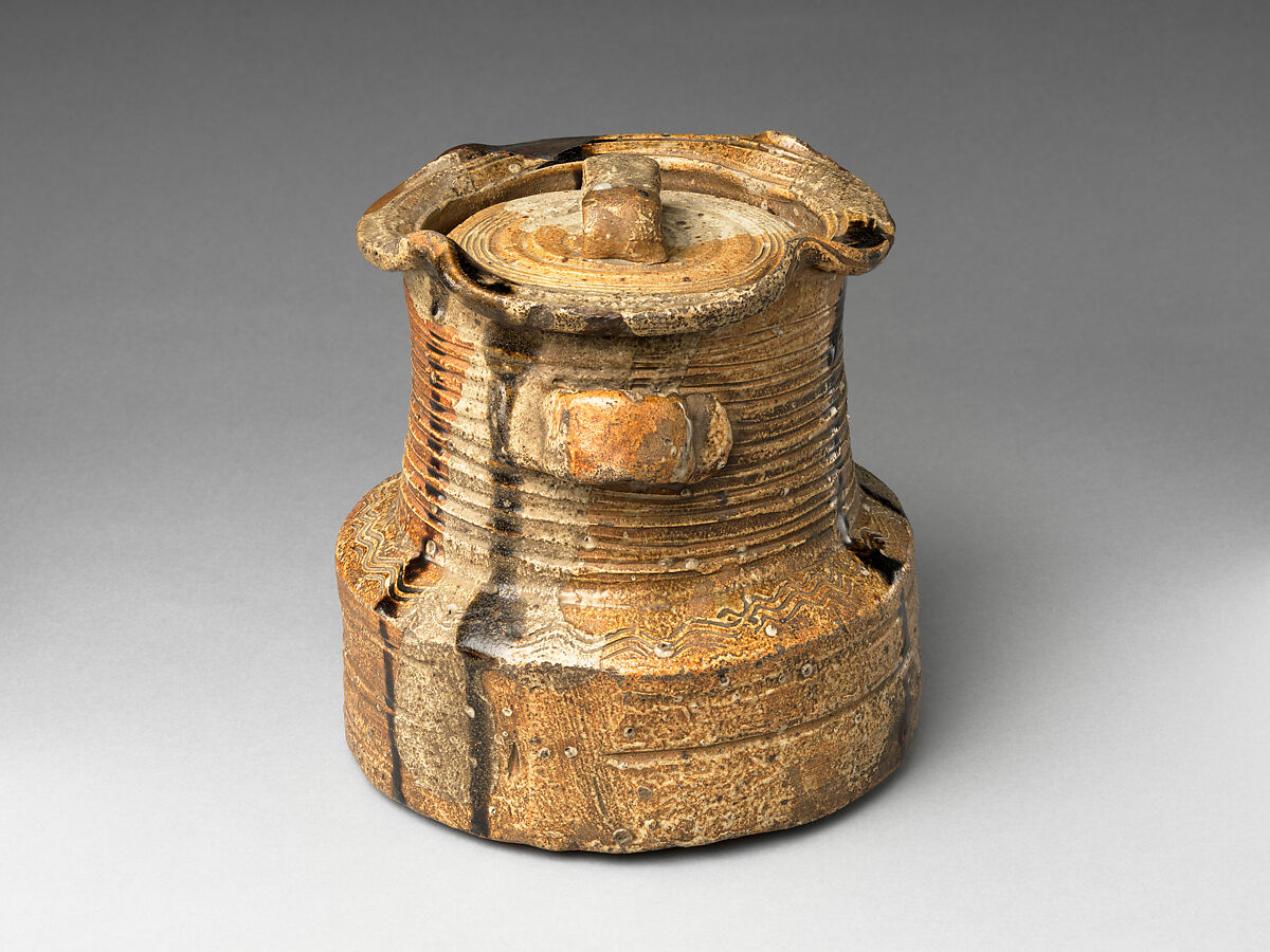 Freshwater Jar (Mizusashi), Stoneware with natural ash, feldspar, and iron glazes (Mino ware, Iga type), Japan