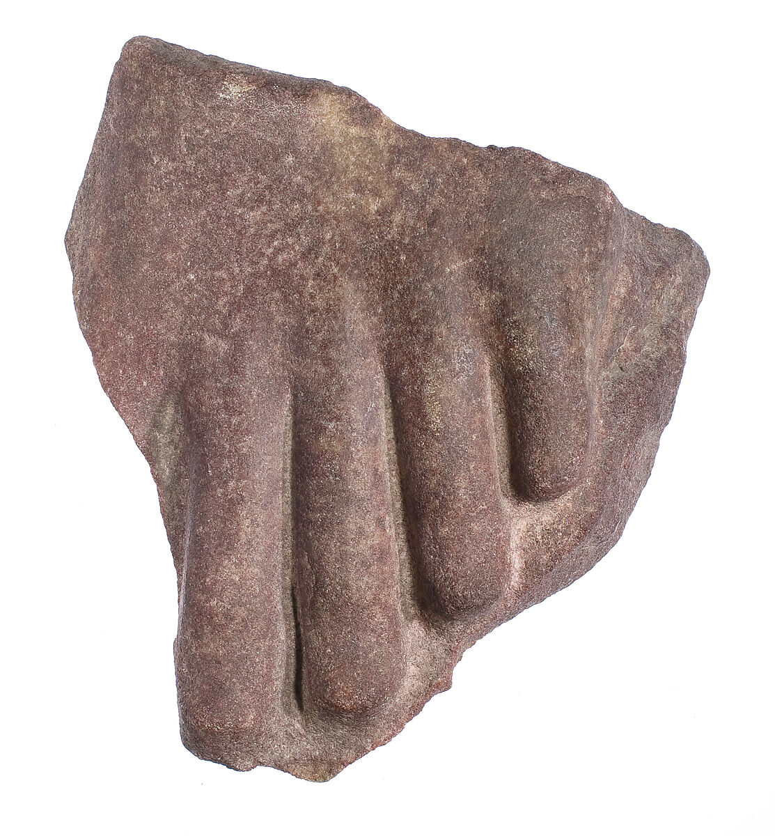 toes from left foot of a statue, Red quartzite 
