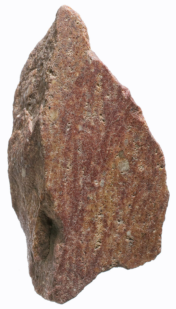 chest (?) fragment from a statue, Red quartzite 