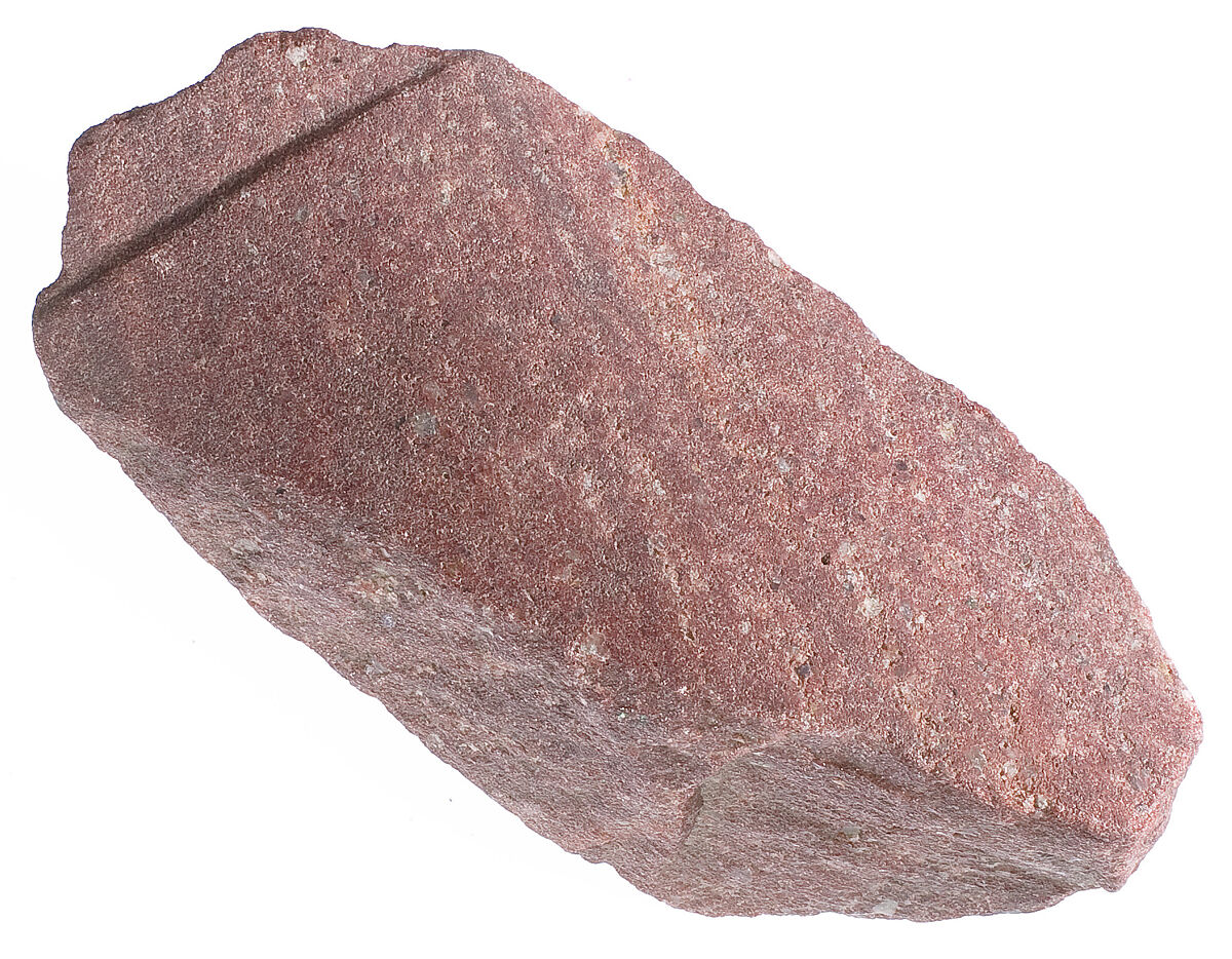 Flesh (?) and garment edge (?), Red quartzite 