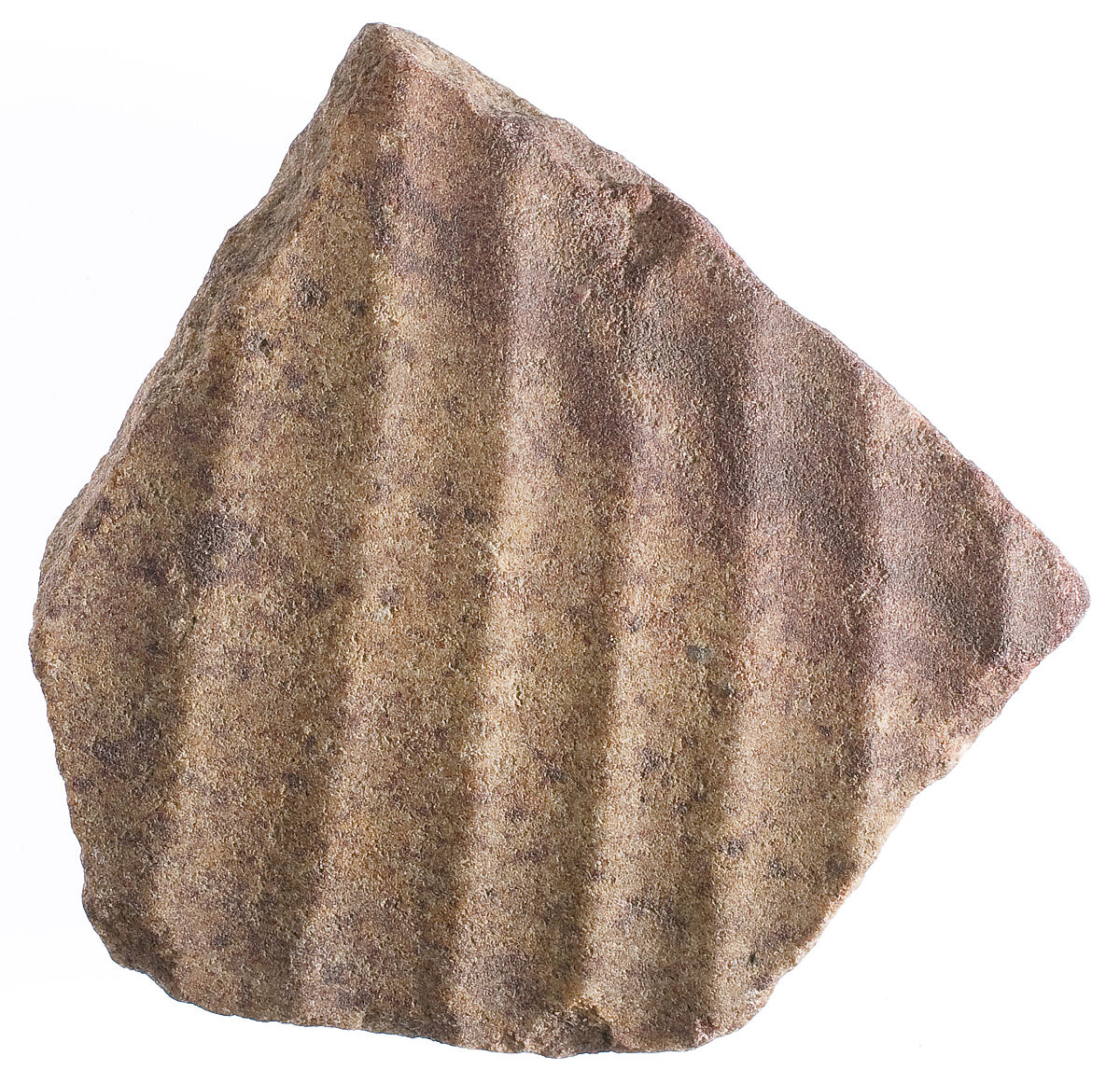 body fragment with garment pleats, Red quartzite 