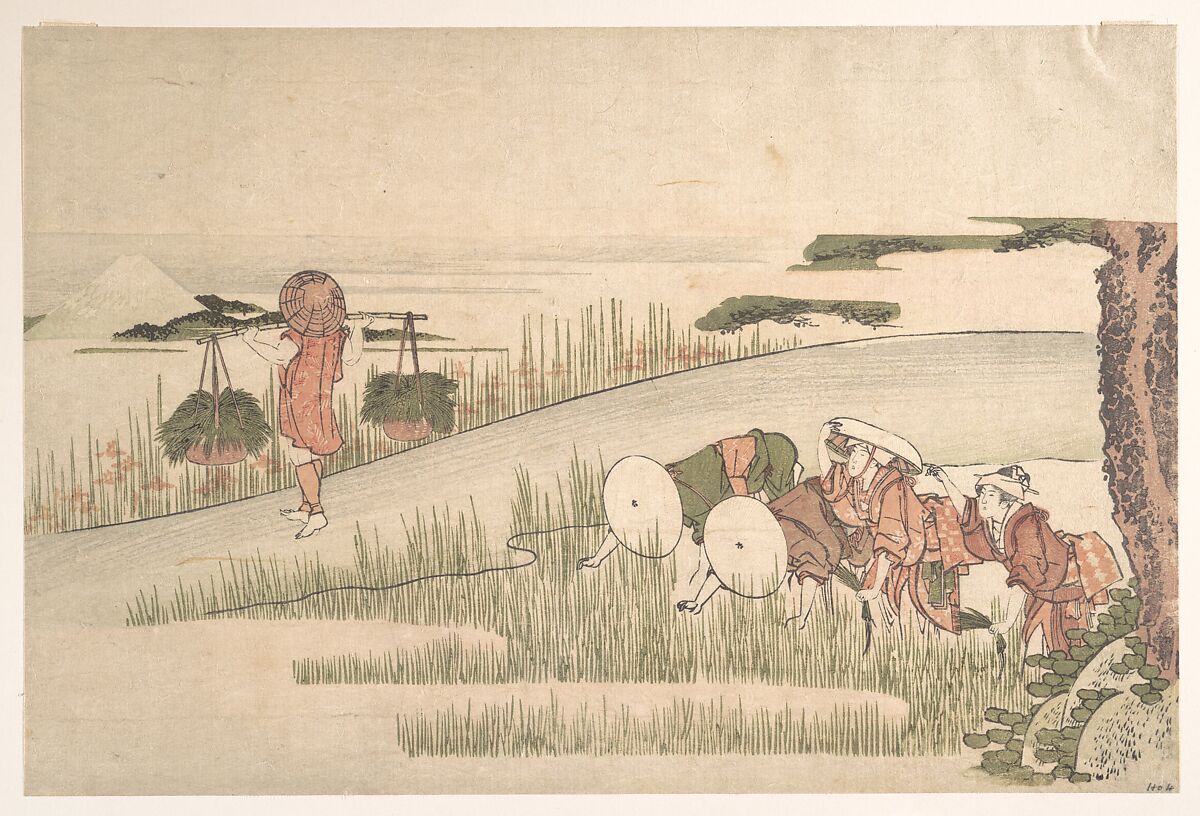 Spring in the Rice Fields, Katsushika Hokusai (Japanese, Tokyo (Edo) 1760–1849 Tokyo (Edo)), Woodblock print; ink and color on paper, Japan 