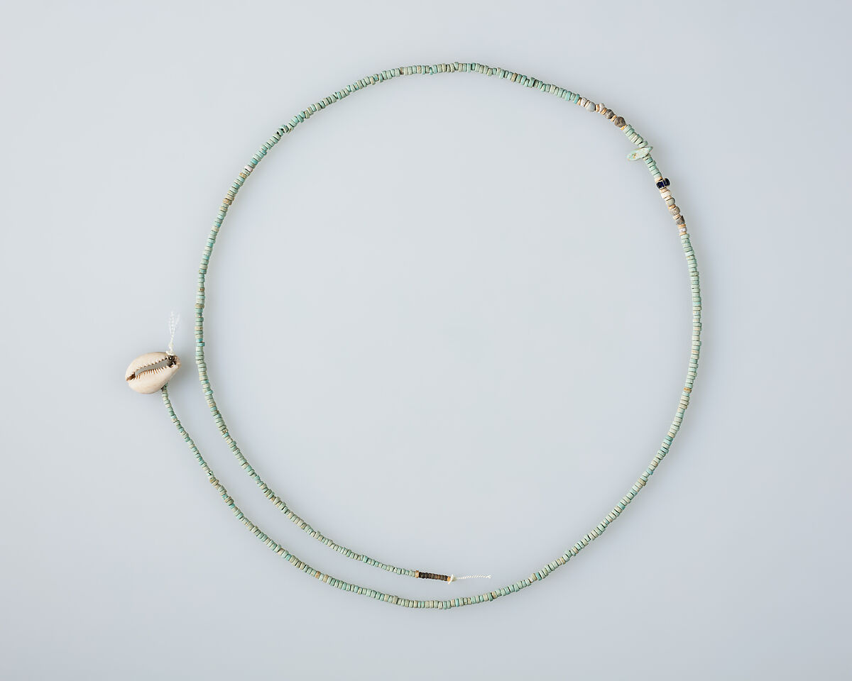 String of beads with shell pendant, Faience, shell