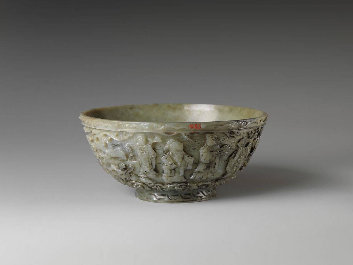 Bowl with Shoulao, God of Longevity, Jade (nephrite), China