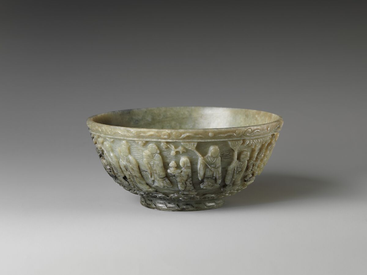 Bowl with Shoulao, God of Longevity, Jade (nephrite), China