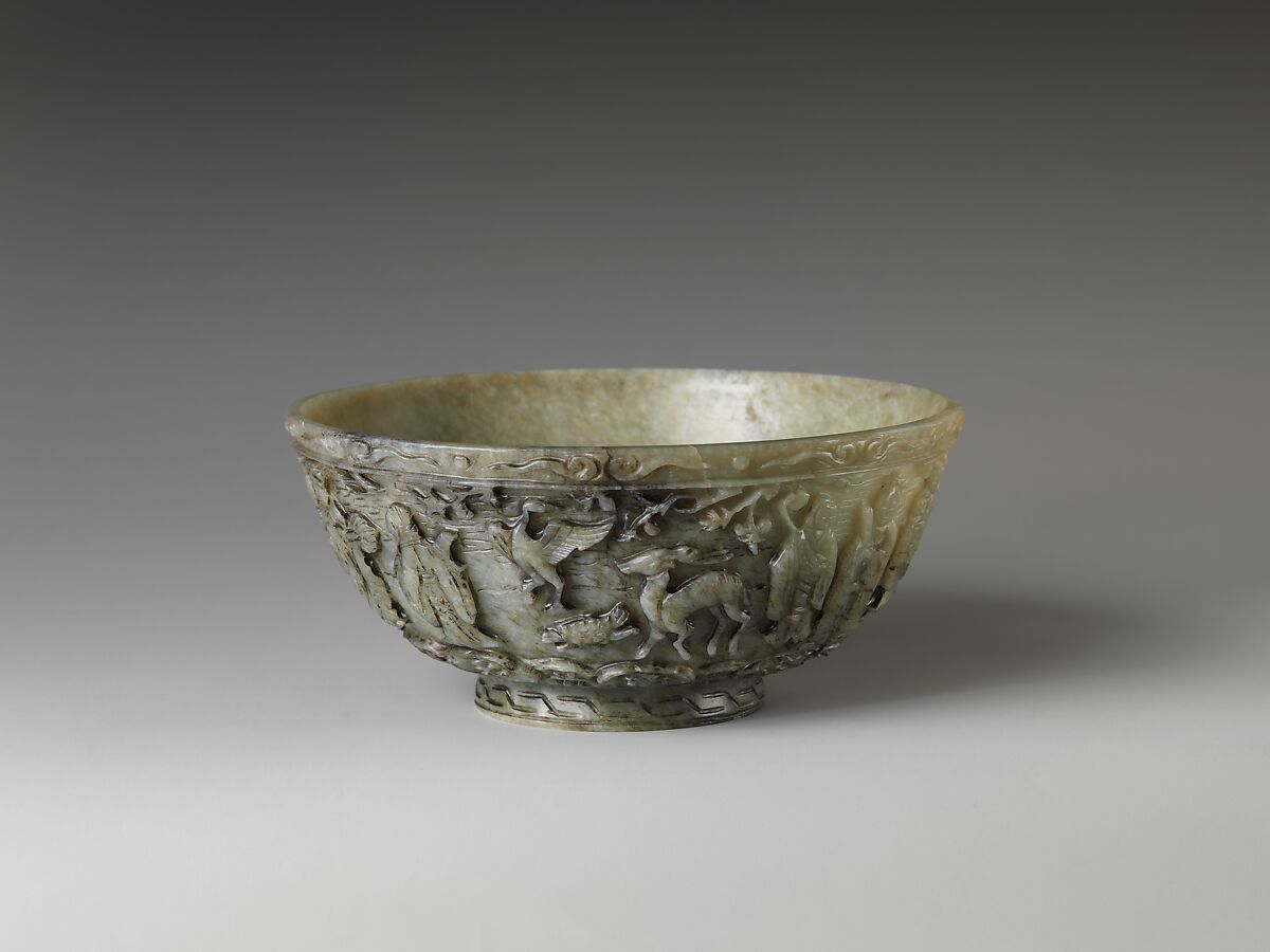 Bowl with Shoulao, God of Longevity, Jade (nephrite), China