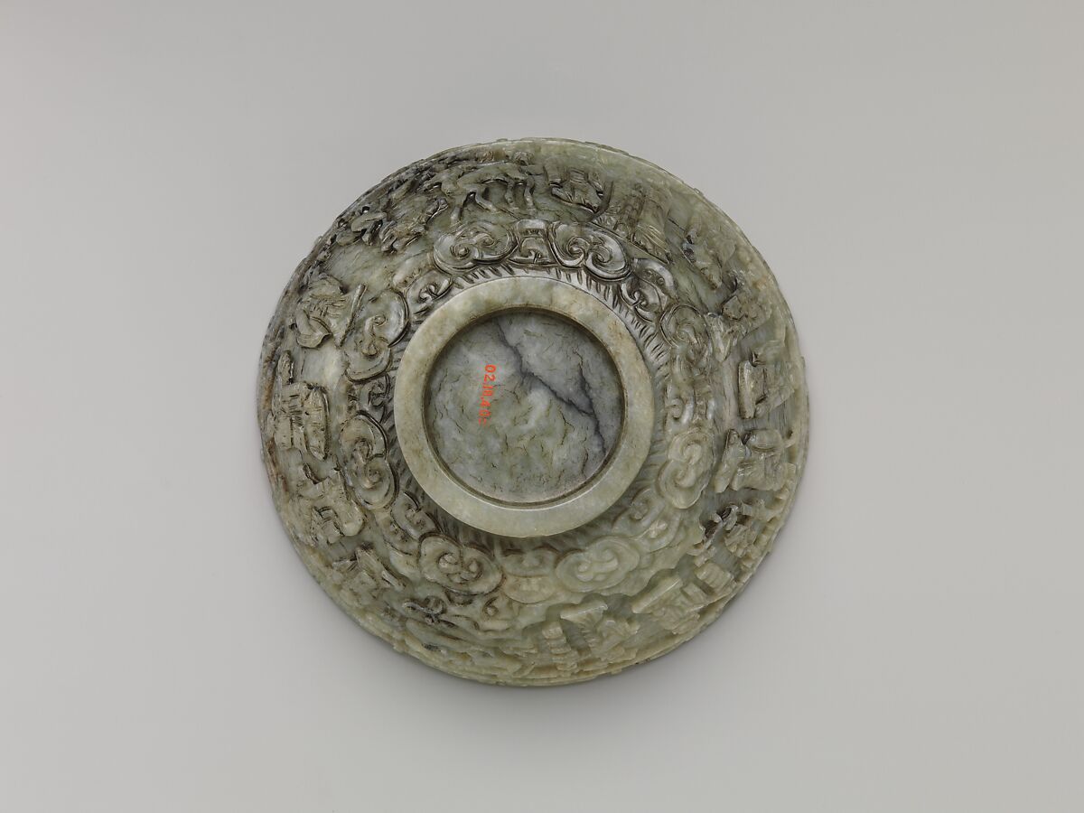 Bowl with Shoulao, God of Longevity, Jade (nephrite), China