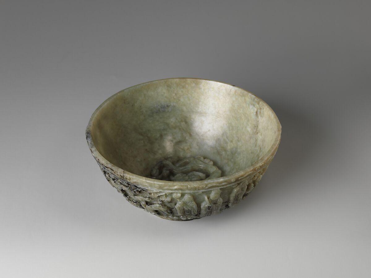 Bowl with Shoulao, God of Longevity, Jade (nephrite), China