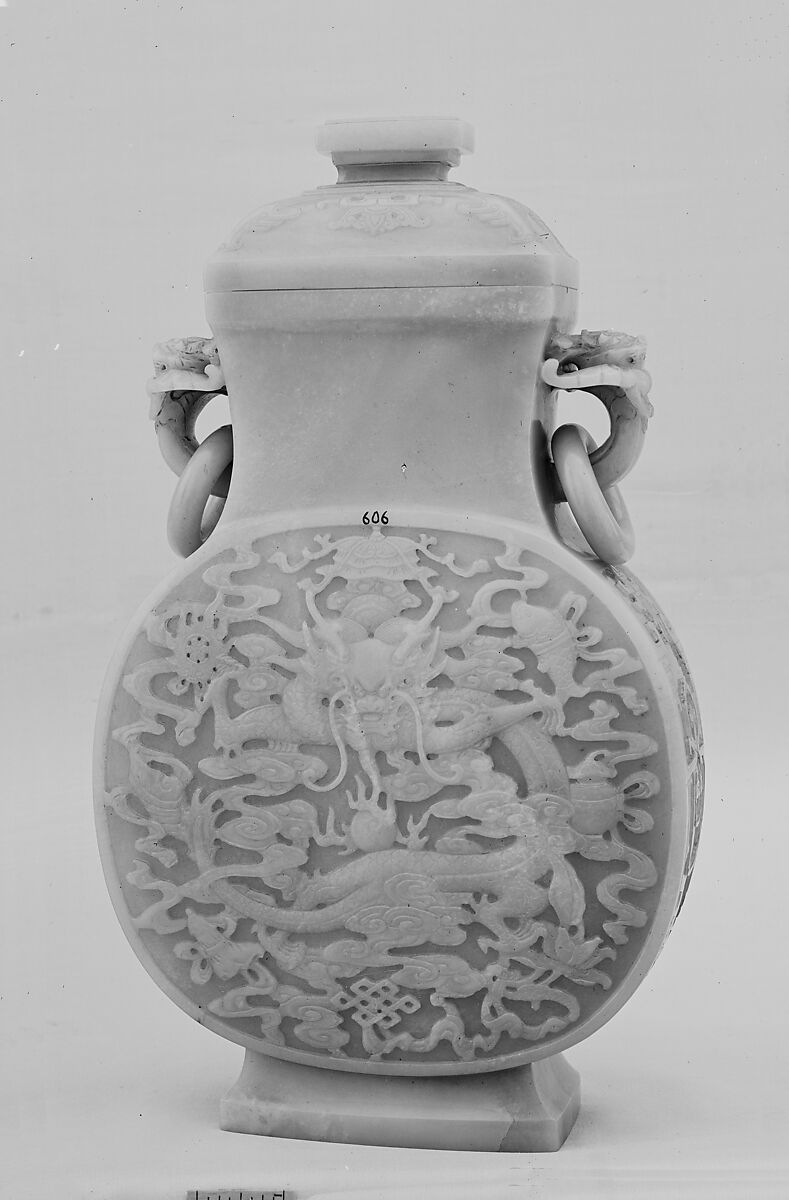 Covered Jar with Dragons, Jade with nephrite, China 