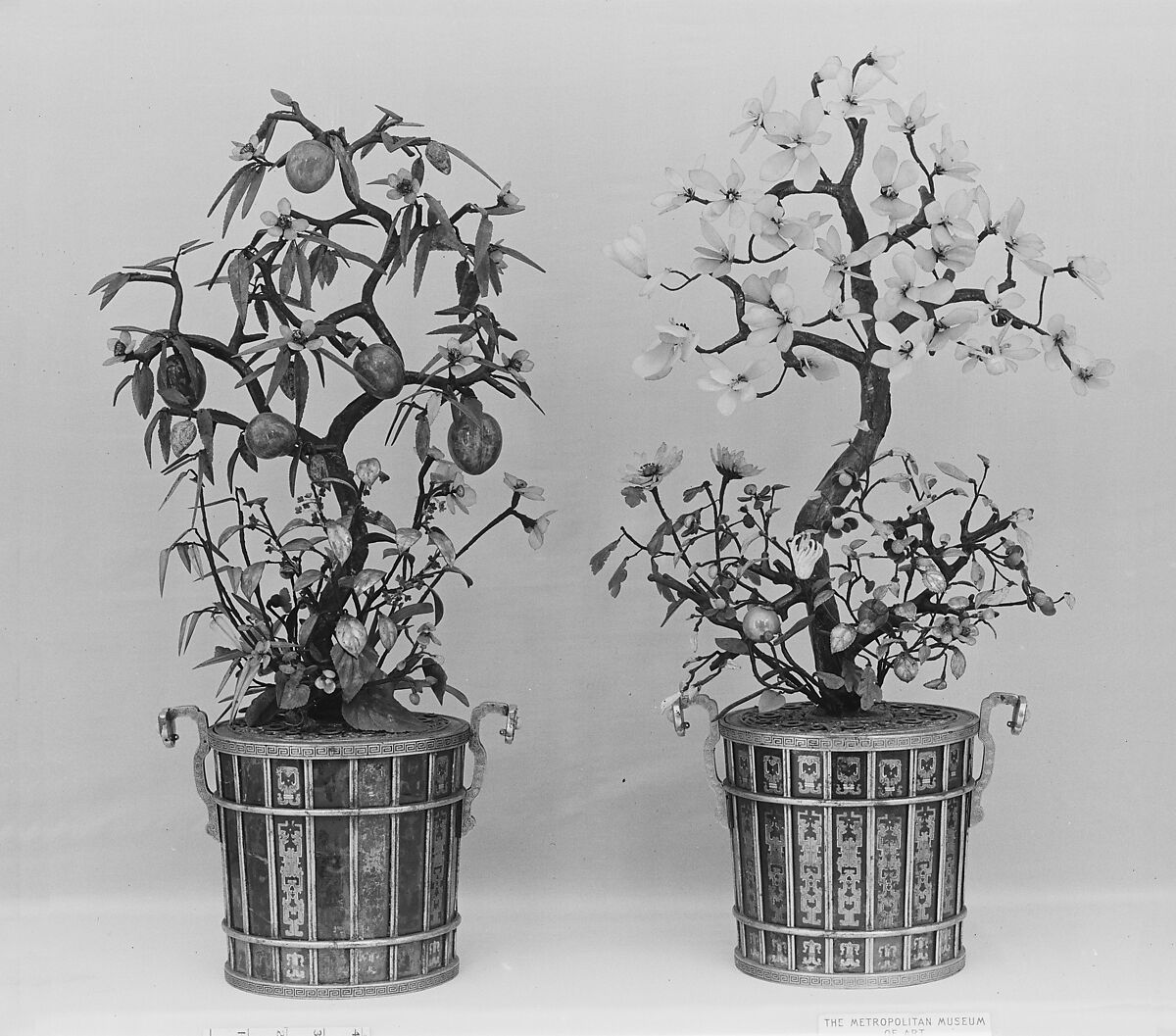 Pot with Flowering Plant, Nephrite, white and various other colors, China