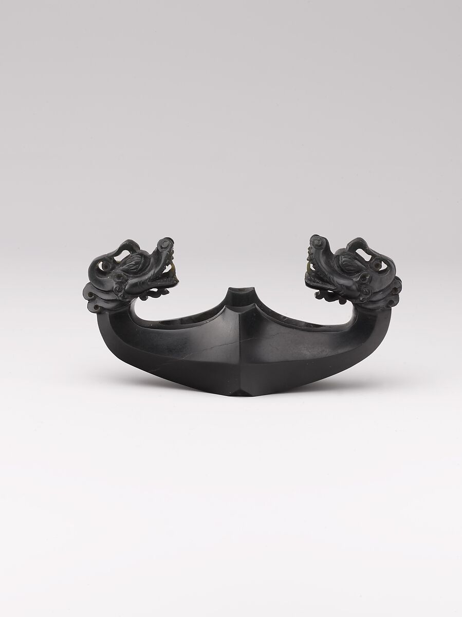 Sword Guard in the Form of Confronted Dragons, Nephrite; carved, Central Asia