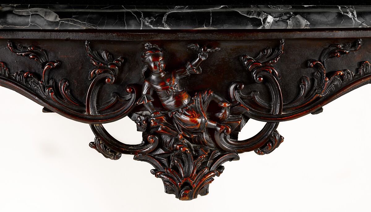 Slab table, Mahogany, black walnut, yellow pine; marble, American