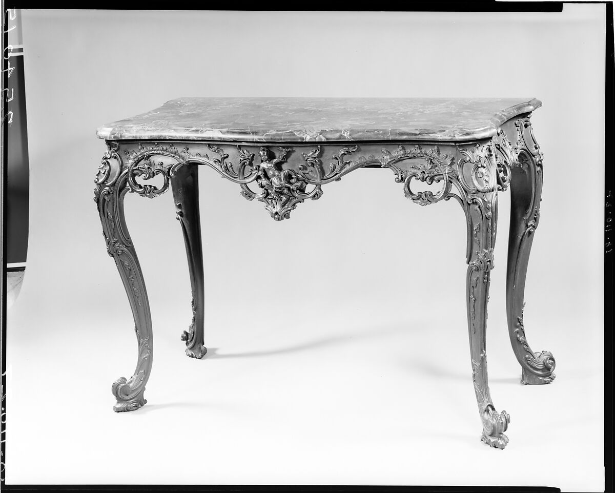 Slab table, Mahogany, black walnut, yellow pine; marble, American