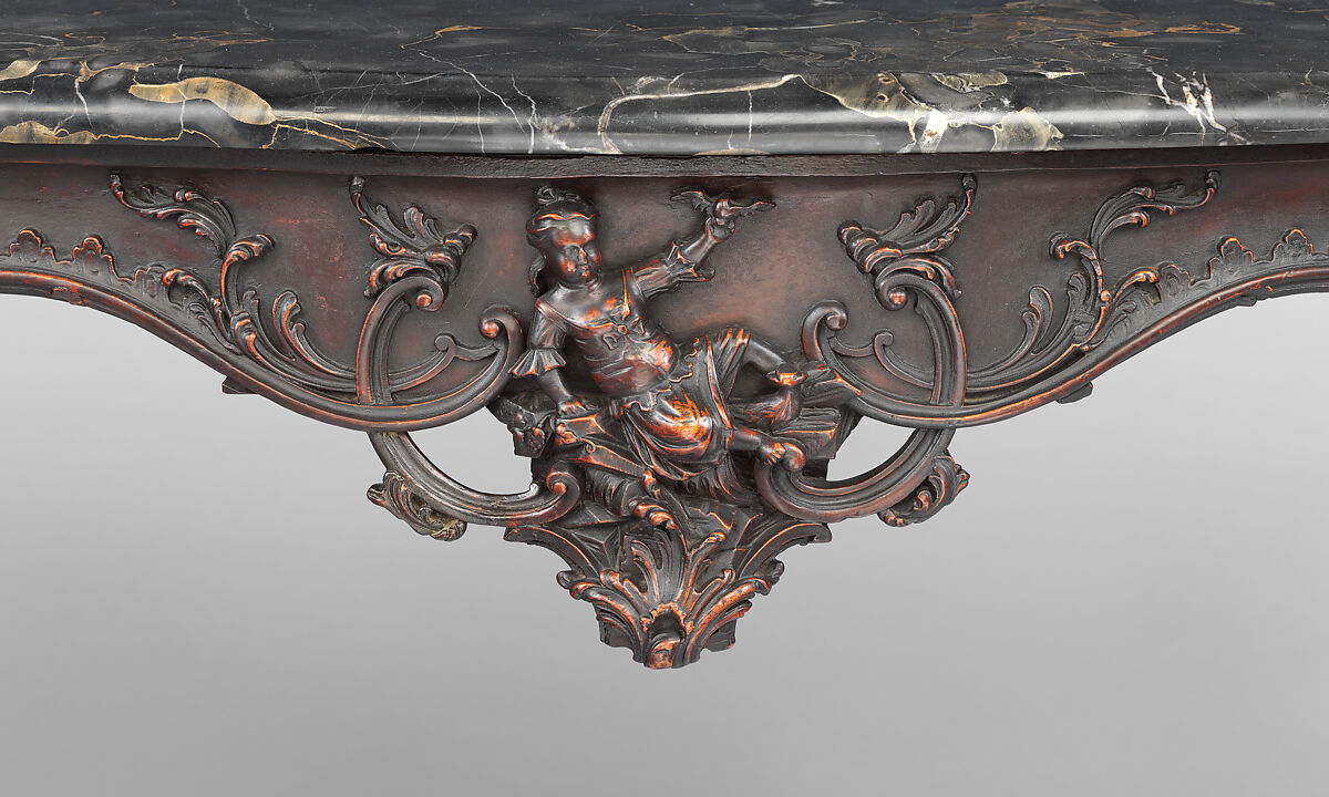 Slab table, Mahogany, black walnut, yellow pine; marble, American