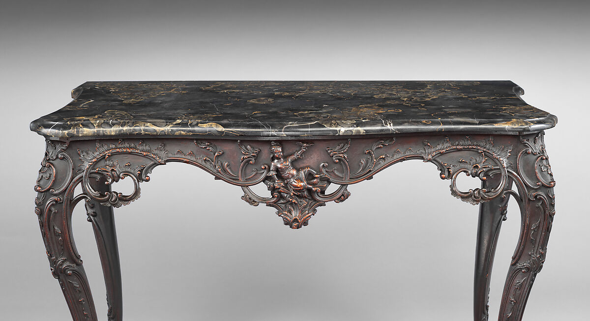 Slab table, Mahogany, black walnut, yellow pine; marble, American