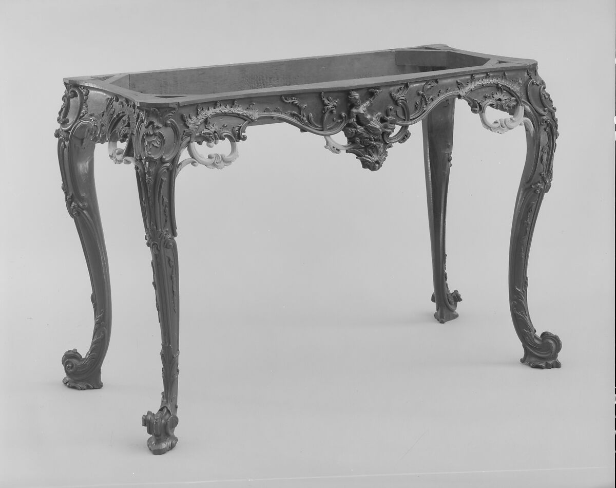 Slab table, Mahogany, black walnut, yellow pine; marble, American