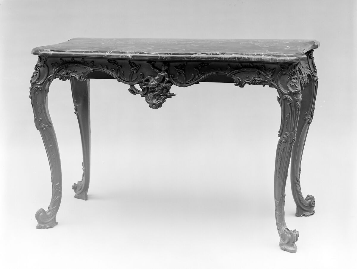 Slab table, Mahogany, black walnut, yellow pine; marble, American