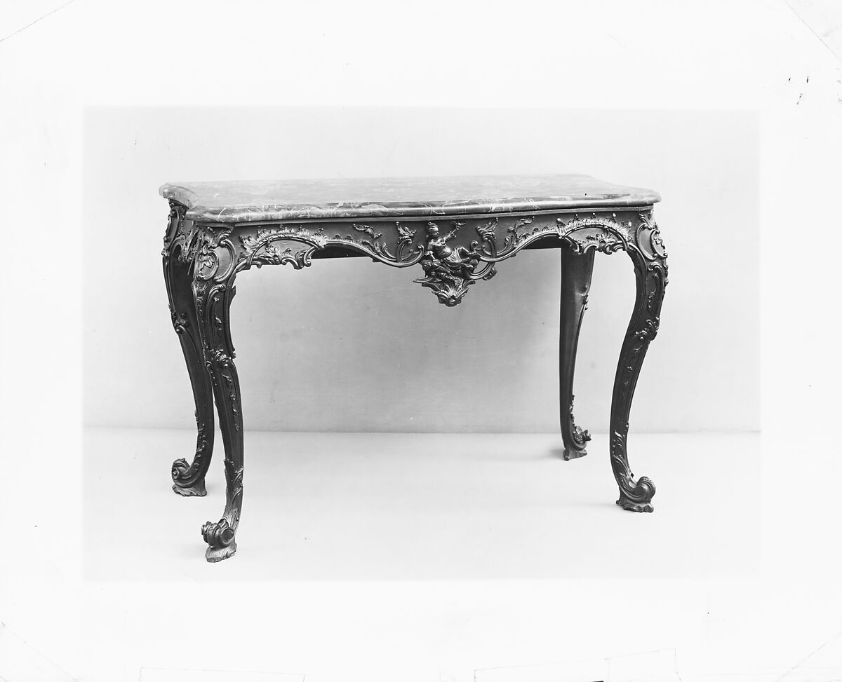 Slab table, Mahogany, black walnut, yellow pine; marble, American