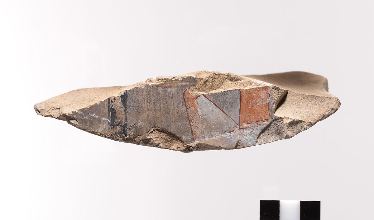 Relief Fragment with Part of a Hieroglyph, Limestone, paint 