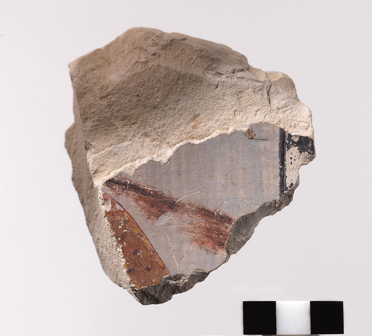 Relief Fragment with Part of a Hieroglyph, Limestone, paint 