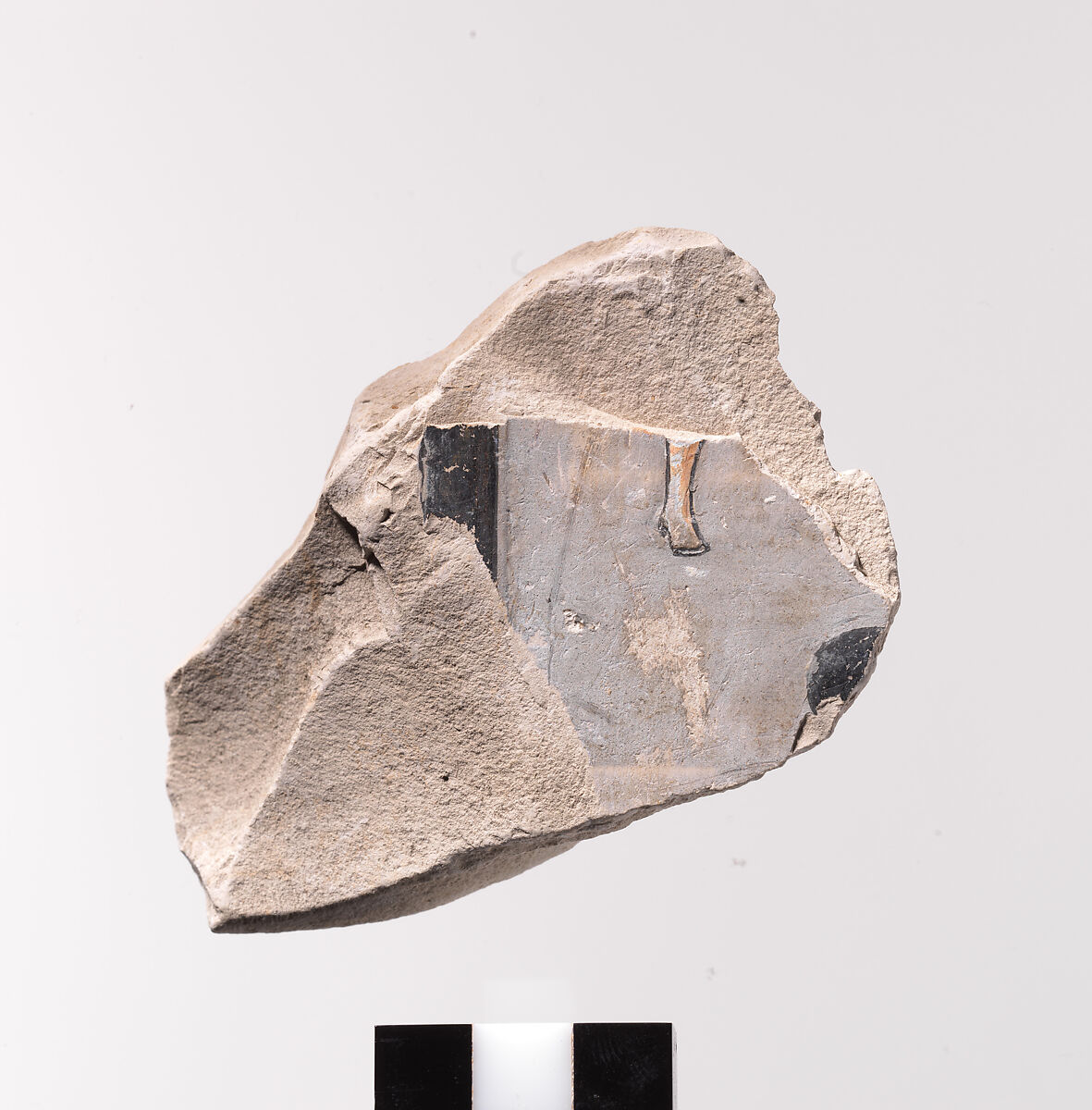 Relief Fragment with Part of a Vertical Inscription, Limestone, paint 