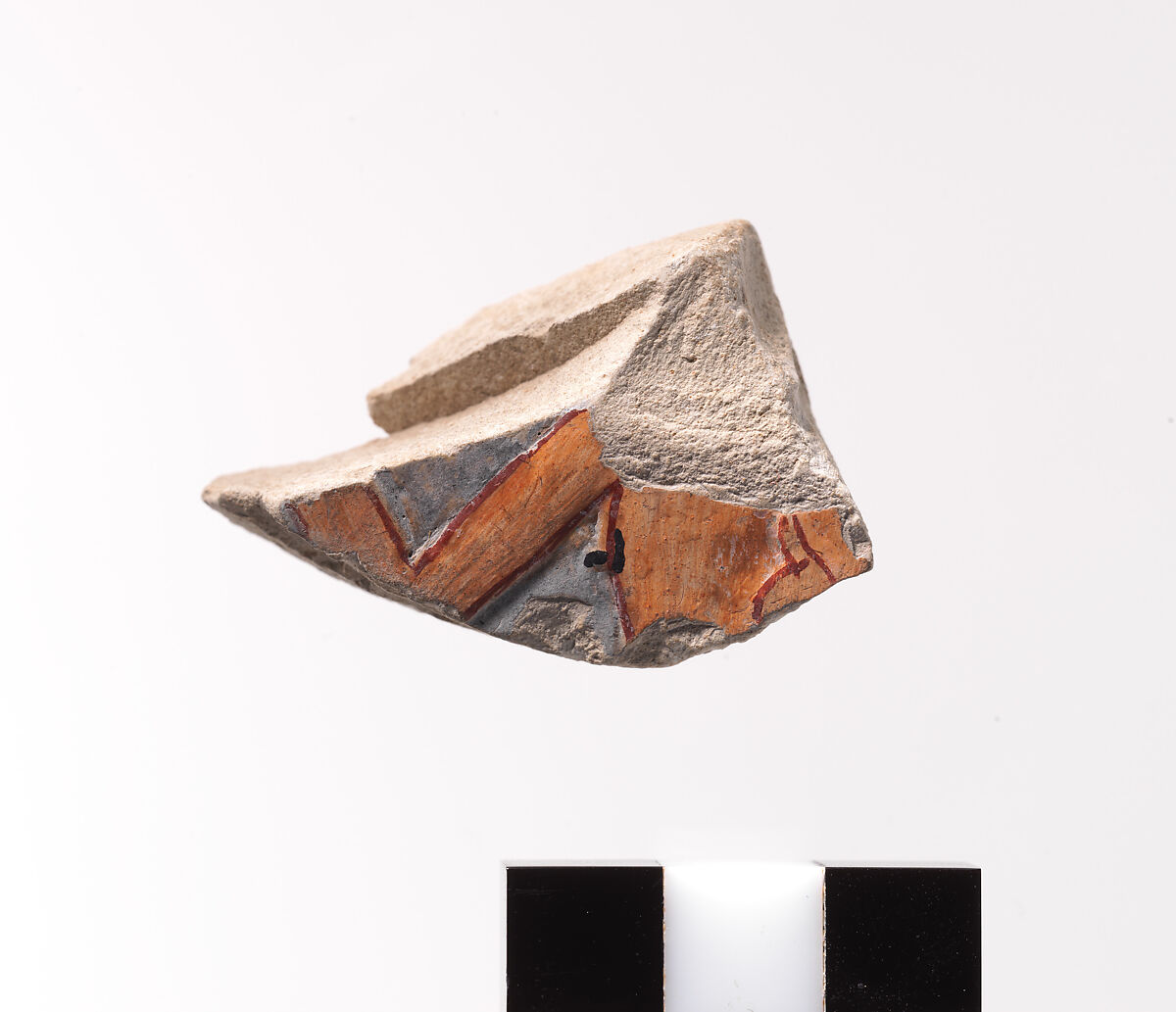 Relief Fragment with Part of a Hieroglyph, Limestone, paint 