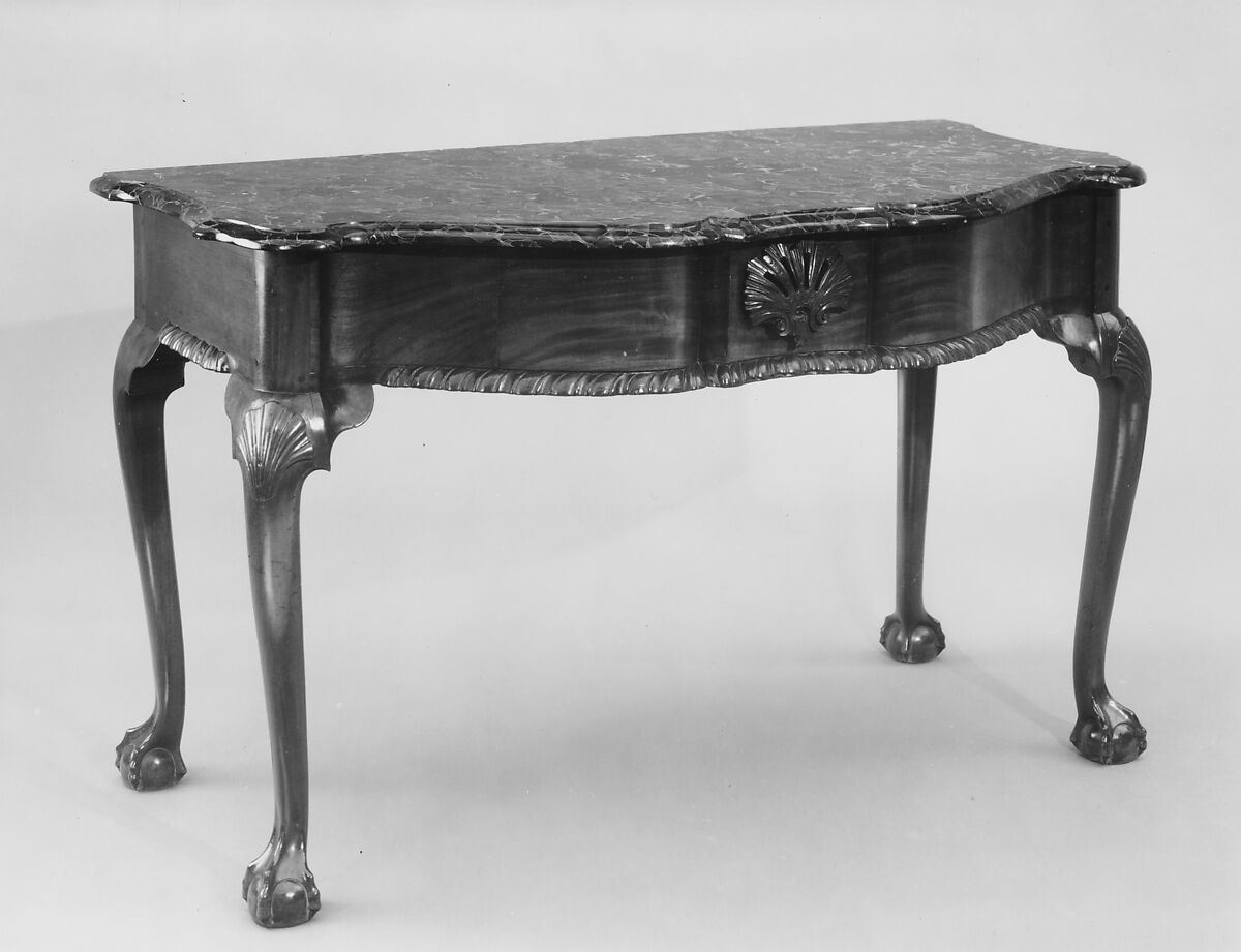 Marble-slab table, Mahogany, marble, American