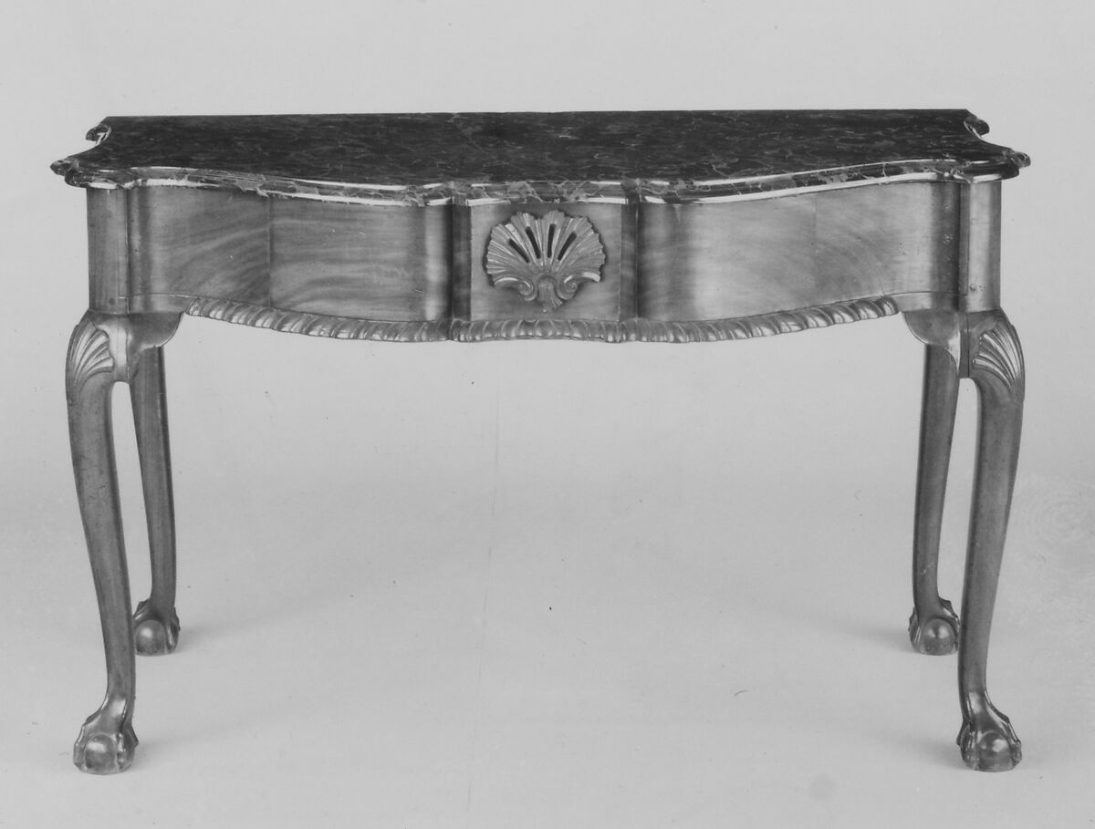 Marble-slab table, Mahogany, marble, American