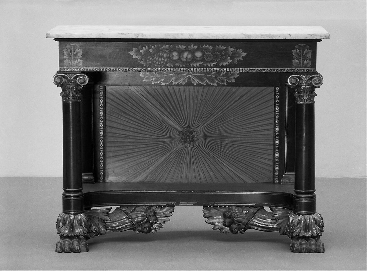 Pier Table, Attributed to Joseph Meeks &amp; Sons (American, New York, 1829–35), Cherry, pine, poplar, mahogany veneer, American 