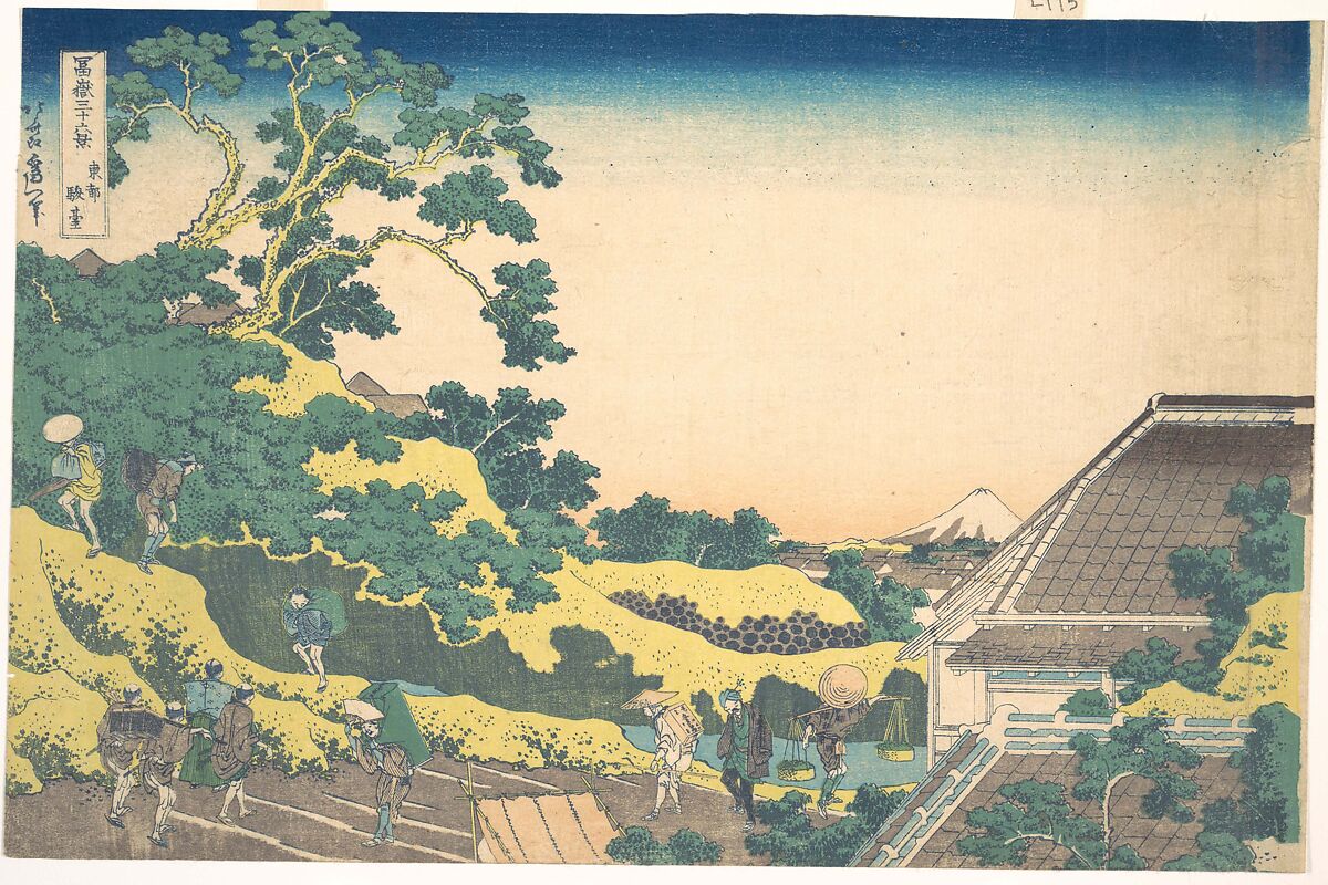 Surugadai in Edo (Tōto Sundai), from the series Thirty-six Views of Mount Fuji (Fugaku sanjūrokkei), Katsushika Hokusai (Japanese, Tokyo (Edo) 1760–1849 Tokyo (Edo)), Woodblock print; ink and color on paper, Japan 