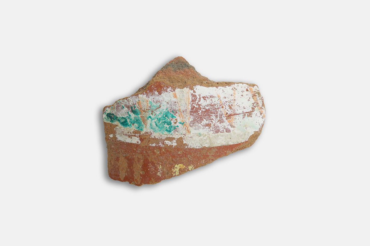 Decorated jar fragment, Pottery and ink, paint 