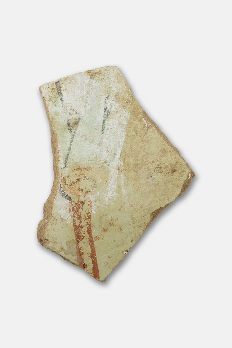 Decorated jar fragment, Pottery and ink, paint