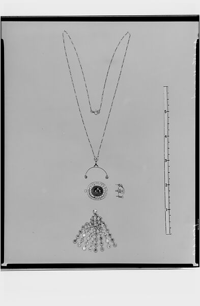 Pin Pendant with Chain, Ruby, diamonds, American 