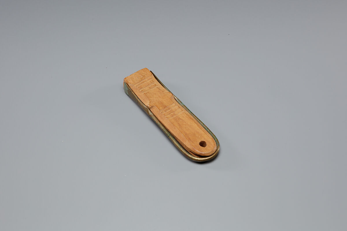 Tweezers Mounted on a Wood Block, Wood, bronze or copper alloy