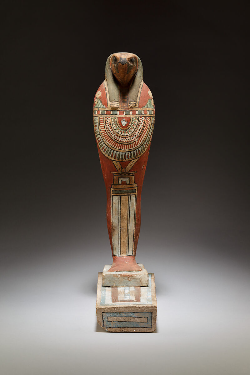 Funerary Figure of Qebehsenuef, Plastered and painted wood 