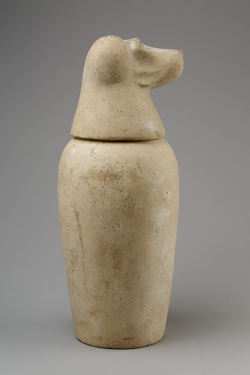 Canopic jar with head of baboon (Hapy), Limestone