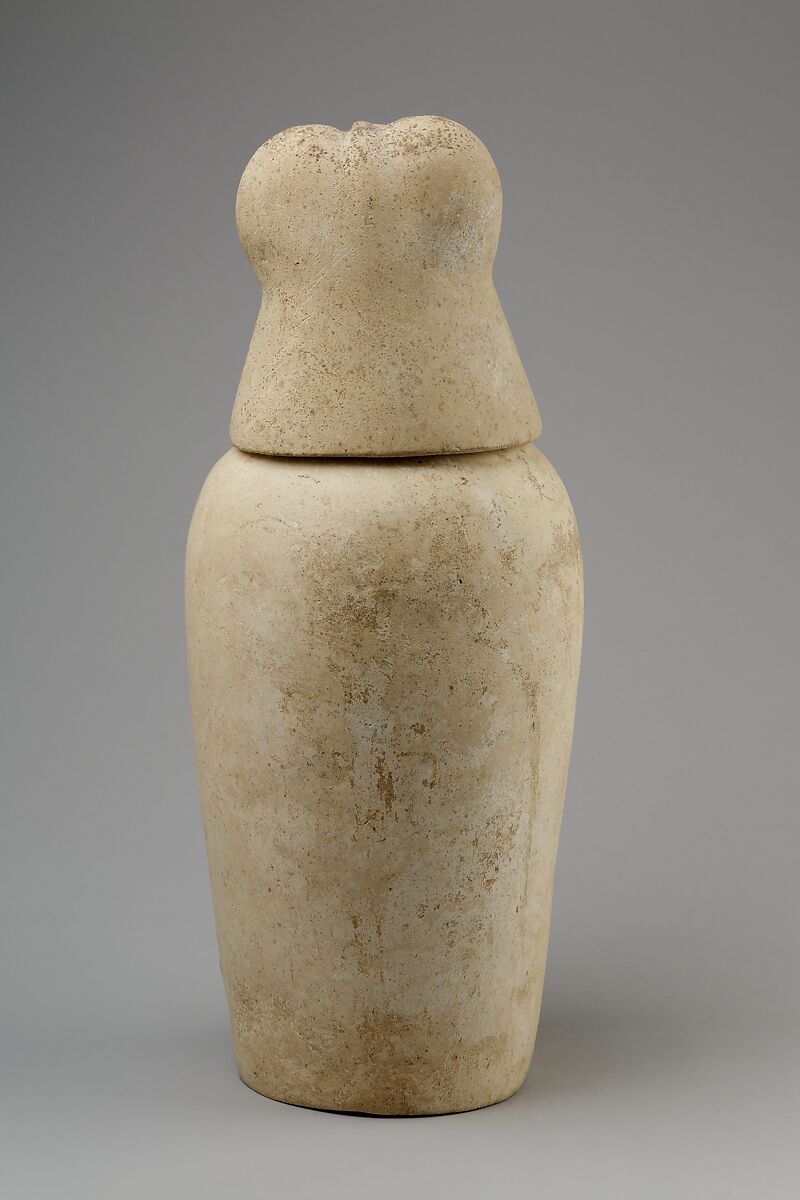 Canopic jar with head of baboon (Hapy), Limestone