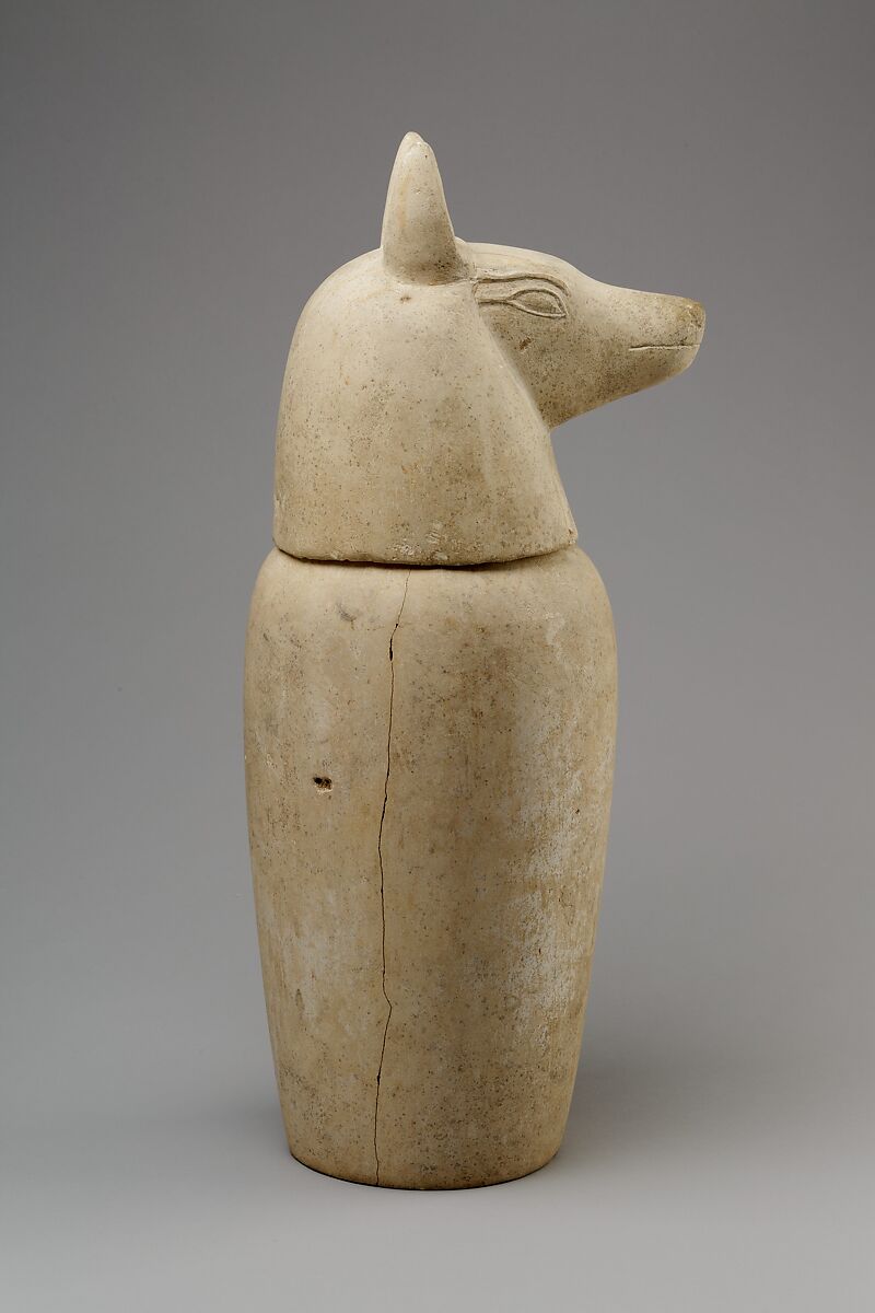 Canopic jar with head of jackal (Duamutef), Limestone