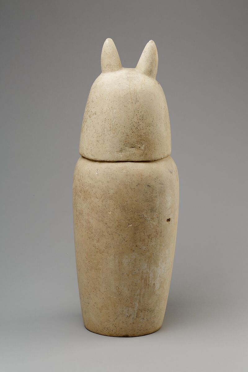 Canopic jar with head of jackal (Duamutef), Limestone