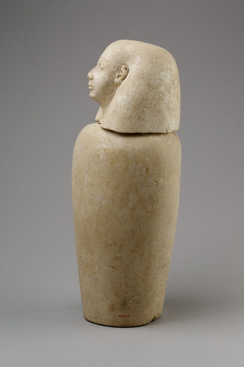 Canopic jar with human head (Imseti), Limestone