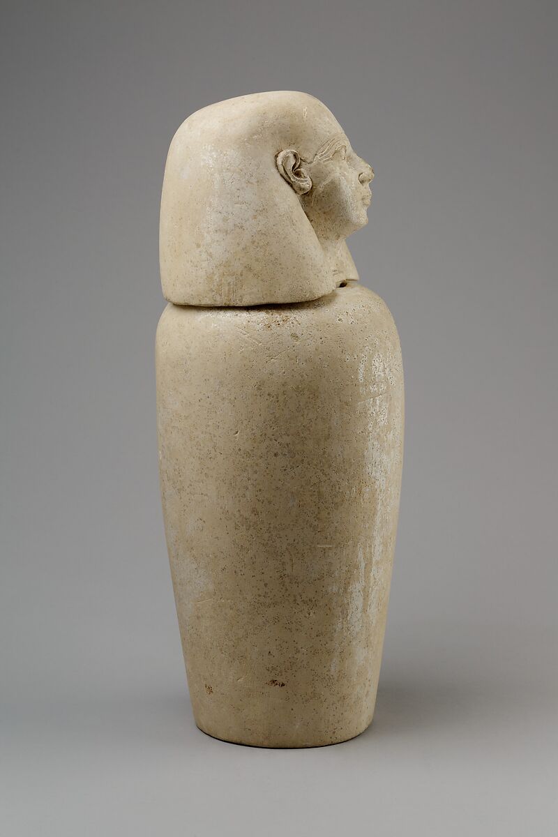 Canopic jar with human head (Imseti), Limestone