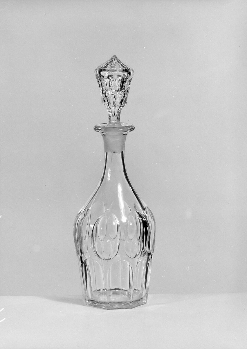 Pint Decanter, Pressed glass, American 